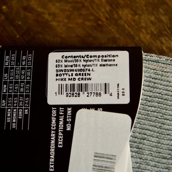 NEW - 2-PAIRS of Smartwool Mens Hike Merino Wool Crew Socks - Large L - Green - Picture 2 of 2